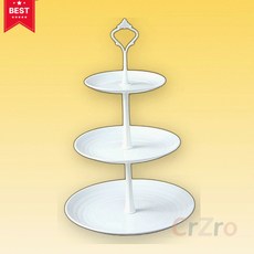 쿠킹홈 오브 3단 디저트 트레이 흰색 접시 애프터눈티 홈카페 플레이팅 파티 케이크 스탠드