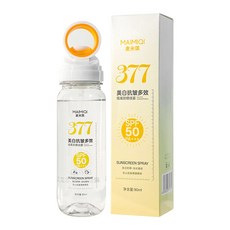麥米琪 377 美白抗皺多效防晒噴霧 SPF 50 PA+++, 1個, 麥米琪防晒噴霧水-透明黃瓶,90ml