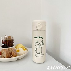 304 스테인리스 보온병 대용량 러블리 물컵, 350ml, 녹색, 5개