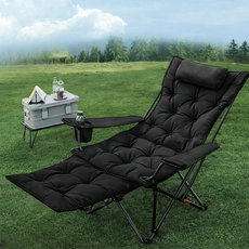 침대형 접이식 캠핑의자 발받침 4단계 각도조절 365lifestyle, 1개, 블랙