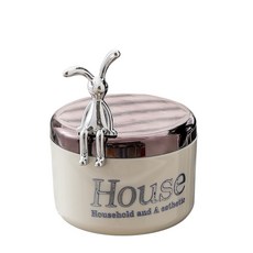 House 輕奢萌兔造型 防風防塵桌面擺飾, 坐兔奶白色-煙灰缸, 1個