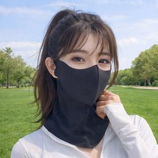 누아벨르 여성용 자외선차단 냉감 스포츠 마스크 햇빛가리개 넥페이스가드, 1개, 블랙