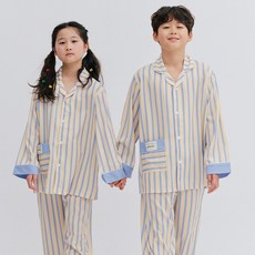 mmsi 주니어 아동 키즈 사계절 긴팔 스트라이프 파자마 홈웨어