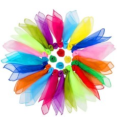 스퀘어 댄스 스카프 24피스 저글링 스카프 소품 매직 트릭 실크 스카프 음악 무브먼트 스카프 12가지 색상 61 x 61cm(24 x 24인치), 스퀘어 댄스 스카프, 24피스 저글링 스카프 소품 매직