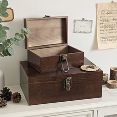 보물상자 나무 상자 우드 박스 원목 수납함 케이스 수납 정리함 보관함 빈티지, Walnut, 1개, S