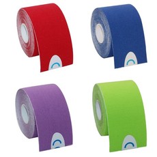 ECLATIS OBTANIM 4롤 간편 방수 쾌적한 통기성 키네시올로지 테이프 운동 탄성 무릎 패드 근육통 완화 테이핑 체육관 피트니스 러닝 테니스 수영용 레드 블루 퍼플, 레드, 블루, 퍼플, 그린