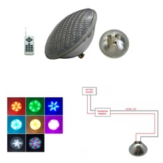 RGBW PAR 56 led 수영장 조명 24W 36W 전구 12V 따뜻한 화이트 차가운 흰색, 05 RGBW with remote, 03 24W