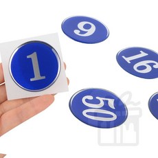 에폭시 번호판 원형 48mm 블루 헬스장번호표, 7, 1개