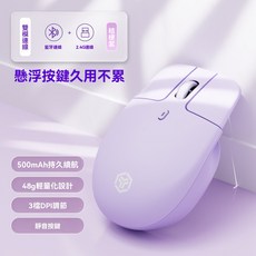 EWEADN 藍牙雙模無線滑鼠 輕量化設計 靜音按鍵 500mAh, 淡紫, 雙模