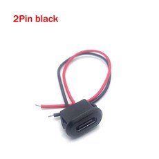 버클이 있는 USB C형 2/4/6핀 커넥터 소켓 고전류 고속 충전 소켓 포트 충전기 플러그, 1PCS, 2Pin black