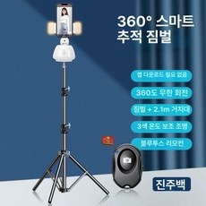 카메라 자동인식 삼각대 짐벌 피사체, 1개, 펄 화이트+보조 조명+2.1m 360