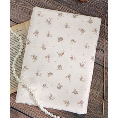 패션스타트 빈티지감성 패브릭 코튼 면 피치기모 플라워 보떼 웜로즈 원단 천, 1개, 핑키아이보리