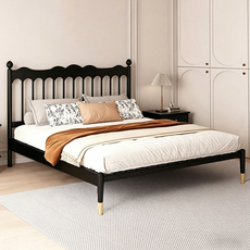 철제 침대 프레임 호텔침대 가정용 튼튼한 내구성 싱글/더블/퀸/킹, 블랙 (A형)