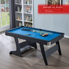 접이식 당구대 탁구대 포켓볼 다이 업소용 펜션 휴게실, 1.83m 블랙 가죽 블루 천, 1개
