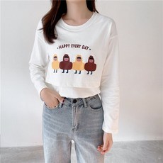 수유복 순면 외출용 맨투맨 임부복 부드러운 상의 롱소매 산후 티셔츠 가을용