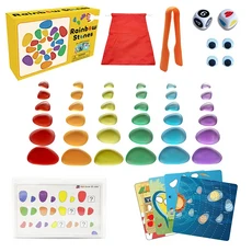 학습 몬테 소리놀이 우주 흥미로운 69PCS 몬테소리 무지개 자갈 스택 교육 장난감 플라스틱 쌓인 돌 스태킹 게임 위한, [03] TTF00700B- tou ming, 1개
