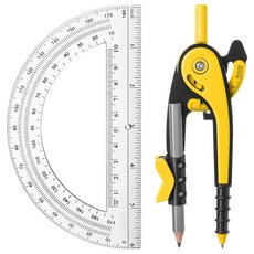 EBOOT 학생 기하학 수학 세트 드로잉 나침반 및 15.2cm6인치 투명 스윙 암 각도기 180도 라벤더 퍼플 247901, 옐로우