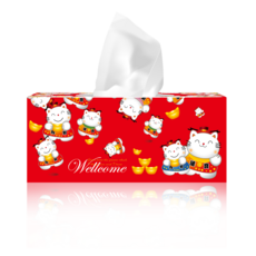 每日情 招財貓盒裝面紙200抽x50盒/箱, 1箱, 50個裝