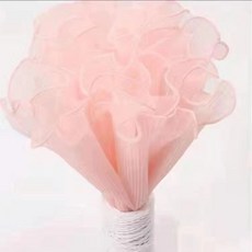 桃園出貨 花束包裝紙 花束鮮花波浪紗包花材料紗網玫瑰花禮品包裝褶皺花店裝飾帶浪花紗, 素邊浪花紗粉色28cm*4米, 1個