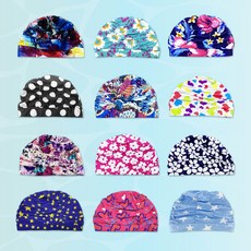 모아 패턴 아쿠아로빅수모 스판수모 수영모자 꽃수모, 핑크하트, 1개