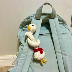 뽀슬냥냥 뜨개인형 완제품 긴목오리 (롱 덕) 키링 인형 귀여운 오리 손뜨개 인형 빽꾸 아이템 특이한 장난감, 흰색, 1개, 30cm