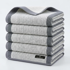 융풍 내추럴 감성 호텔 타월 부드러운 도톰한 흡수력 좋은 수건, 5개, 그레이 라인 타월