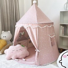 실내 키즈텐트 접이식 원형 텐트 키즈 장난감 대형 유아텐트 놀이방 플레이하우스 어린이텐트, 핑크물방울 싱글 텐트(매트 및 액세서리 제외)