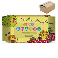 獅子寶寶超純水柔濕巾厚型80抽8包入箱購，溫和無刺激，EDI超純水呵護寶寶肌膚, 80張, 8個