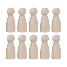 어린이용 수제 인형 천연 목재 남녀 무도색 피규어 목공예 나무 인형 결혼식 장식, 04 woman 35mm