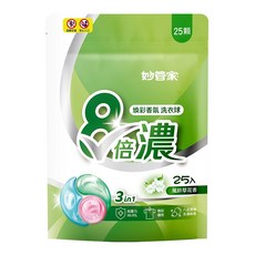妙管家三合一8倍濃縮洗衣球, 1個, 風鈴草花香 (25顆*10克/袋)
