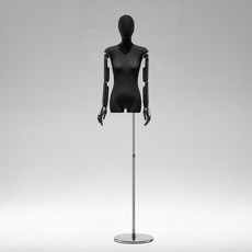 黑色扁身模特道具平胸韓版半身櫥窗陳列女裝服裝店模特展示架全身櫥窗模特兒 擺攤人檯模特兒 人形模特兒, 黑扁身/鏡面加厚圓盤/黑色手/帶頭