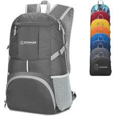ZOMAKE 경량 백팩 폴더블 대용량 35L Pocketable 야외 Hiking 배낭 가방 방수 등산 여행 Trekking with Chest 스트랩 purple Backpa, 1개