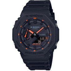 Casio GA-2100-1A4ER G-Shock 네온 액센트 쿼츠 시계 남성용 블랙/오렌지