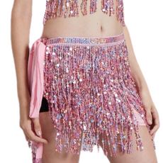 커버업 반짝이 스팽글 랩스커트 밸리댄스 라인댄스 치마 [키딜스나인], 스팽글 핑크