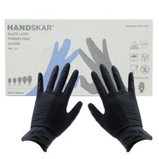 핸드스카 블랙 라텍스 장갑 엠보싱 장갑 20매(10쌍) 미용장갑, 1개, 중(M)