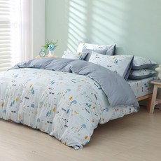鴻宇 美國棉薄被套 兩用被套 小農場-藍 製, 雙人薄被套1件(6x7尺)