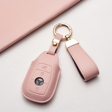 벤츠 전용 키 커버 천연 느낌의 부드러운 촉감 빈티지한 텍스처와 고급스러운 질감 (C클래스 E클래스 S클래스 AMG 등 모든 벤츠 차종 호환), 벤츠 B 타입, 장미핑크