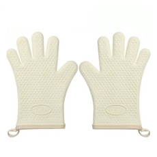 위시피키 내열 미끄럼방지 실리콘 오븐장갑, 1세트, 베이지 손가락형
