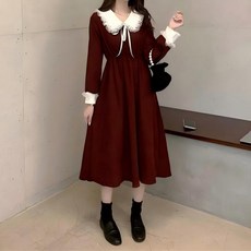 Couchsurfing 여성 슬림핏 프렌치 무드 롱 원피스 7969