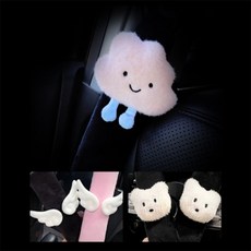 횽스 자동차 안전 벨트 커버 성인안전벨트쿠션, 화이트 베어