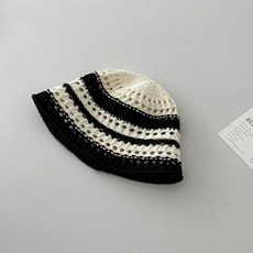 투니스 여성 니트 배색 버킷햇, 화이트