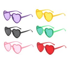 축제 생일 파티 컬러 하트 선글라스 촬영 소품, 옐로우