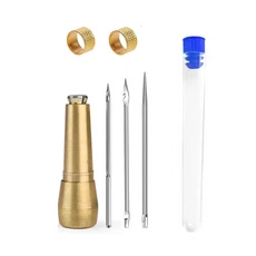 가죽 바느질 송곳 세트 DIY 바늘 구리 손잡이 캔버스 텐트 신발 수리 도구 나일론 스레드