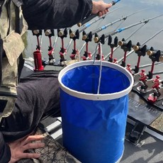 낚시 캠핑 야외활동 휴대용 원형 물통 세차 청소 보관함 접이식 수납 버킷 파란색, 상세페이지 참조