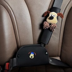 兒童安全帶護肩套 卡通安全帶護套 車用安全帶護套 加厚防勒脖安全帶調節器 汽車安全防護用品, 【領結掌門狗】冰絲護盾, 1個