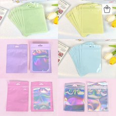 컬러 손잡이 지퍼백 포카 포장 봉투 소형, 30개, 혼합(6종5매씩)