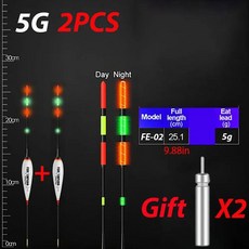 여름 낚시 밤 빛나는 전자 플로트 부표 태클과 대형 부력, 3. FE-02Px2, 1개