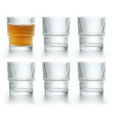 브릴로 플리츠 스택 유리컵 320ml, 6개, 투명