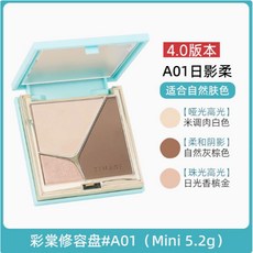 TIMAGE彩棠大師三色修容盤 高光修容餅 啞光鼻影修容盤 立體鼻影重塑面, 1個, 正品彩棠修容盤▶A01日影柔▶5.2g, 彩棠修容小盤 A01日影柔5.2g