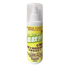 柔軟熊 Soft Bear 防蚊液 無DEET 檸檬草土肉桂配方 防小黑蚊 戶外適用 200ml, 1個, 200L